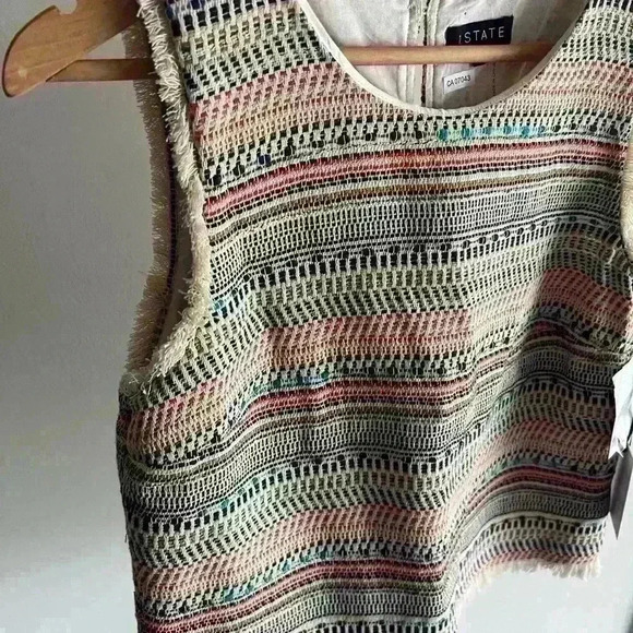 NWT 1. State Women’s Gypsy Night Boho Tweed White  Pink Stylish Summer Top Small - Picture 3 of 12